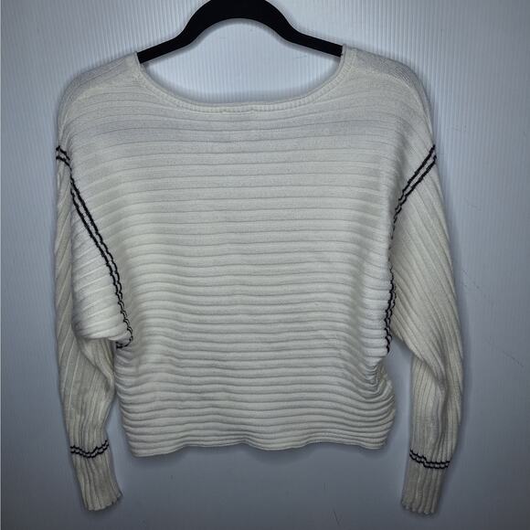 Industry Ribbed Varsity Sweater Small Dolman Sleeve Black and White Slouchy Soft - Picture 8 of 11